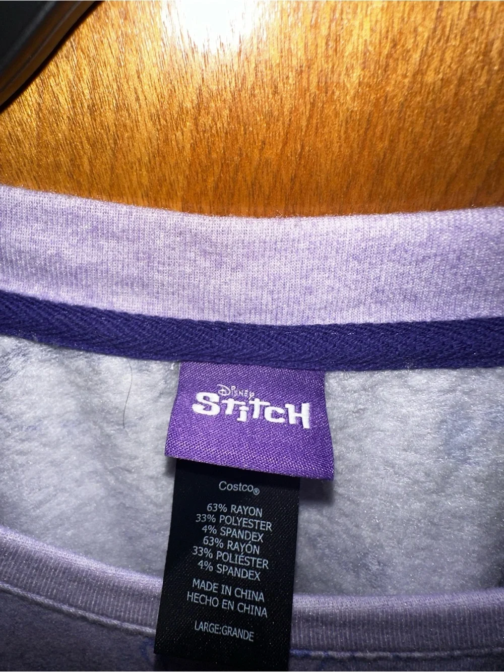 Disney Stitch Light Purple Long Sleeve Sleepwear Pajama Crewneck Top - Picture 4 of 5